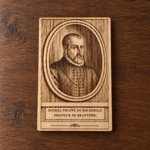 Portrait historique gravé au laser sur une plaque en bois